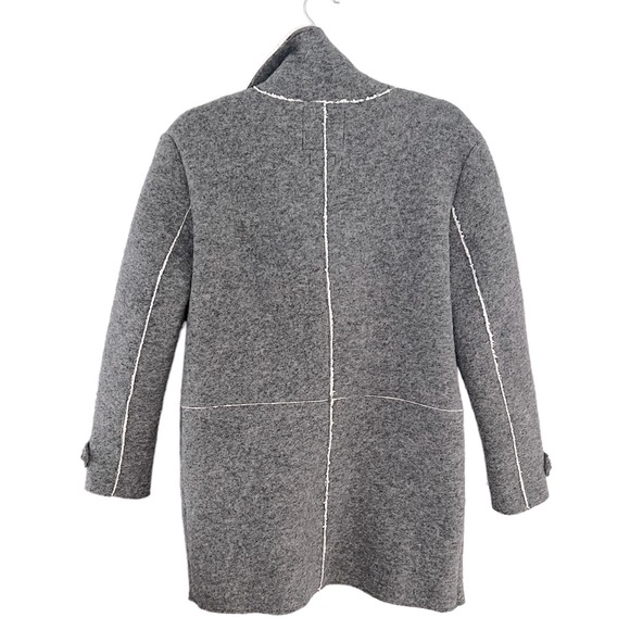 Zara Double Breasted Wool Blend Coat in Grey - Picture 2 of 6